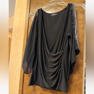 MSM draped black top with embellishments